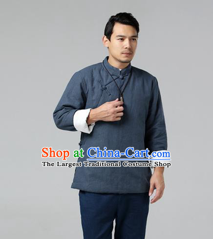 Chinese Traditional Costume Tang Suit Grey Jacket National Mandarin Upper Outer Garment for Men
