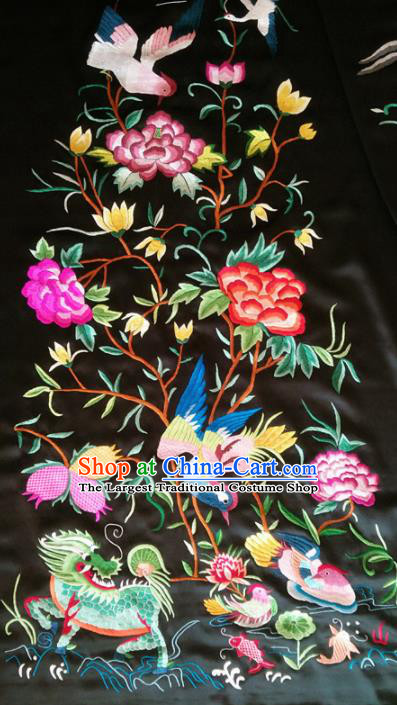 Asian Chinese Traditional Embroidered Kylin Silk Patches Handmade Embroidery Craft