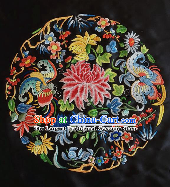 Asian Chinese Traditional Embroidered Chrysanthemum Silk Patches Handmade Embroidery Craft