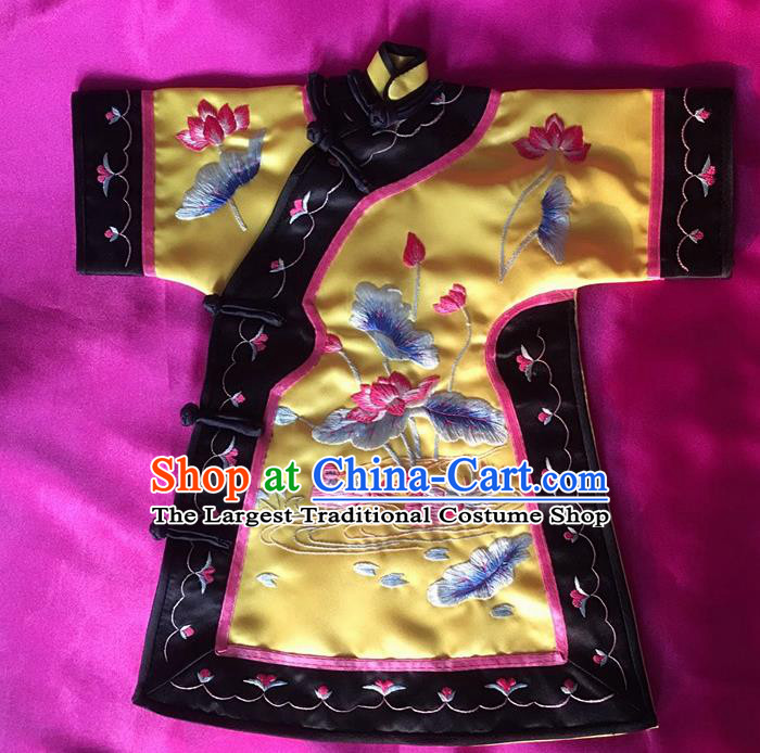 Chinese Traditional Silk Costume Tang Suit Embroidered Lotus Silk Blouse for Kids