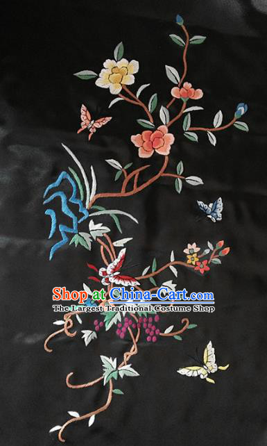 Asian Chinese Traditional Embroidered Flowers Butterfly Silk Patches Handmade Embroidery Craft