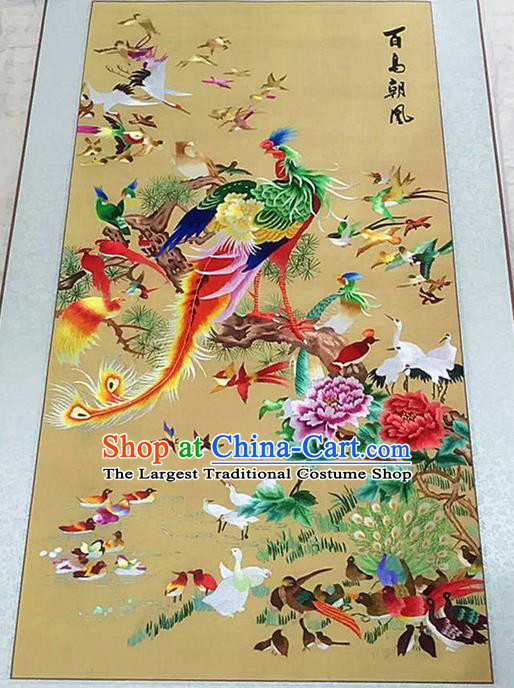 Asian Chinese Traditional Embroidered Phoenix Peony Silk Patches Handmade Embroidery Craft