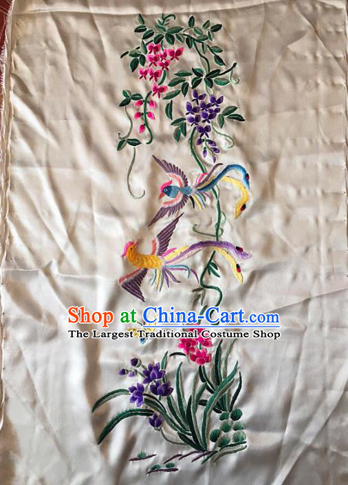 Chinese Traditional Embroidered Orchid Silk Patches Handmade Embroidery Craft
