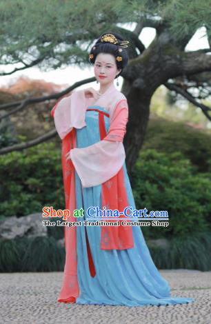 Chinese Traditional Tang Dynasty Imperial Consort Historical Costumes Ancient Peri Hanfu Dress for Women