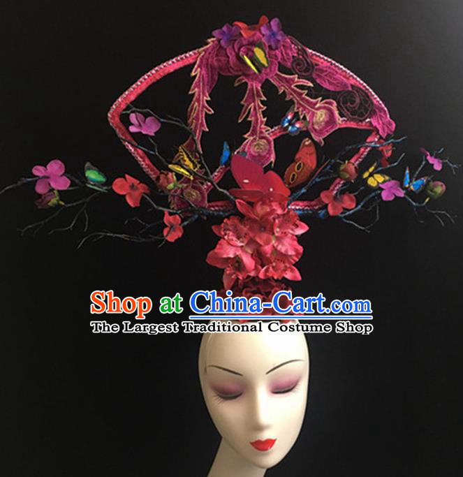 Top Halloween Giant Phoenix Hair Accessories Chinese Traditional Catwalks Headpiece for Women