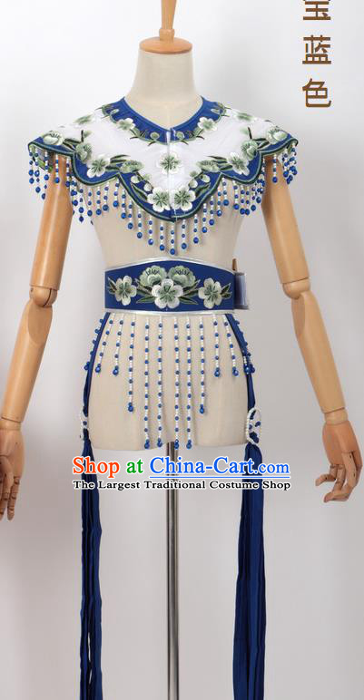 Chinese Traditional Beijing Opera Diva Accessories Royalblue Shoulder Cape and Belt for Women