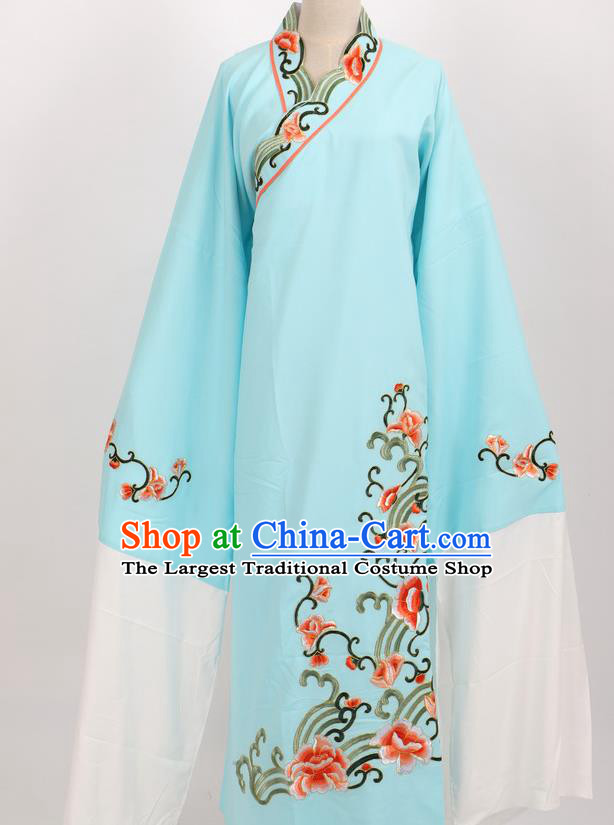 Professional Chinese Traditional Beijing Opera Niche Light Blue Robe Ancient Scholar Costume for Men
