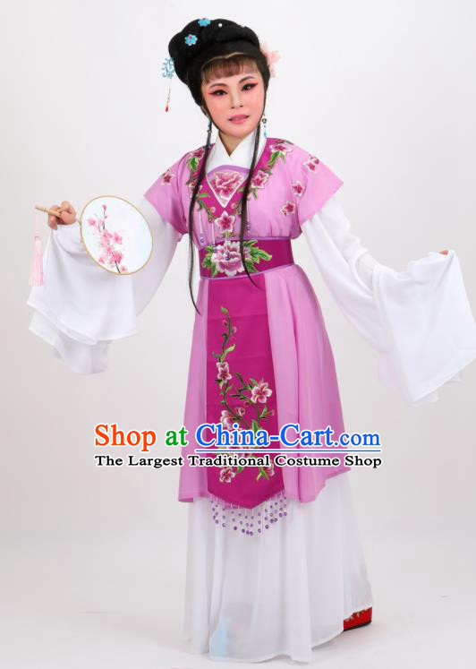 Chinese Traditional Peking Opera Diva Kou Zhu Purple Dress Ancient Court Maid Costume for Women