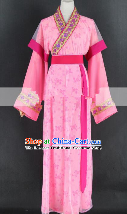 Chinese Traditional Peking Opera Diva Pink Dress Ancient Country Lady Costume for Women