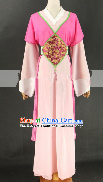 Chinese Traditional Peking Opera Actress Court Maid Rosy Dress Ancient Servant Girl Costume for Women