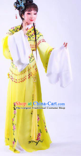 Chinese Traditional Peking Opera Actress Hua Tan Yellow Dress Ancient Rich Lady Costume for Women
