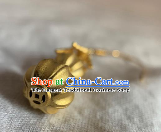 Chinese Traditional Hanfu Earrings Headwear Ancient Ming Dynasty Queen Golden Cucurbit Ear Accessories for Women