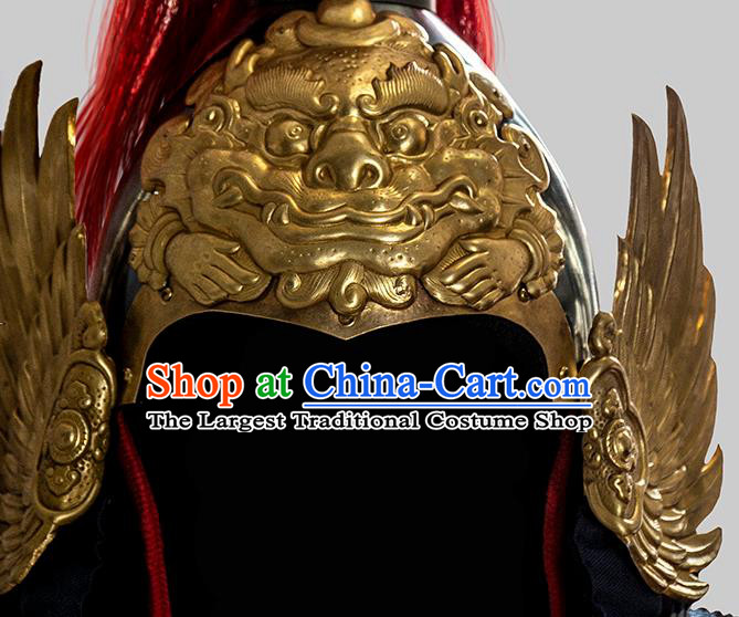 Chinese Traditional Helmet Hanfu Headwear Ancient Ming Dynasty General Hat for Men