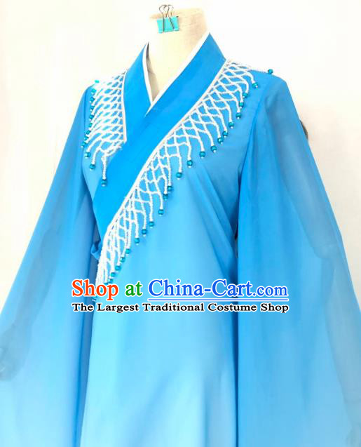 Chinese Traditional Peking Opera Actress Blue Dress Ancient Madam White Snake Costume for Women