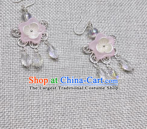Chinese Traditional Hanfu Pink Plum Earrings Ancient Princess Ear Accessories for Women