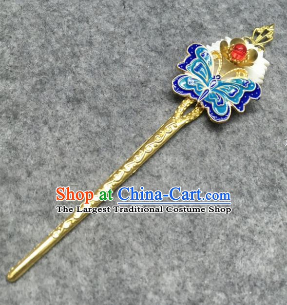 Chinese Ancient Palace Princess Blueing Butterfly Hair Clip Traditional Hair Accessories Hanfu Hairpins for Women