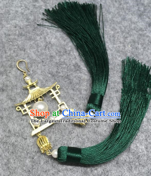 Chinese Traditional Hanfu Brooch Accessories Tassel Pendant Ancient Qing Dynasty Queen Breastpin for Women