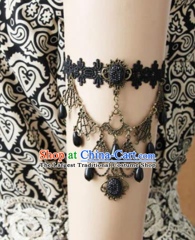 Top Grade Handmade Halloween Black Lace Armlet Fancy Ball Bracelet Accessories for Women