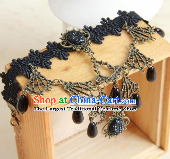 Top Grade Handmade Halloween Black Lace Armlet Fancy Ball Bracelet Accessories for Women