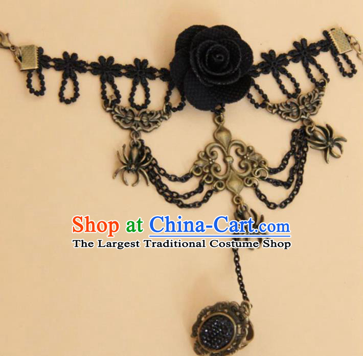 Top Grade Handmade Halloween Cosplay Bangle Fancy Ball Black Rose Bracelet Accessories for Women