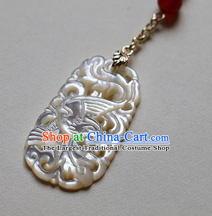 Chinese Ancient Ming Dynasty Imperial Consort Shell Carving Brooch Pendant Traditional Hanfu Court Accessories for Women