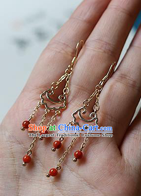 Chinese Traditional Hanfu Tassel Ear Accessories Ancient Tang Dynasty Princess Earrings for Women