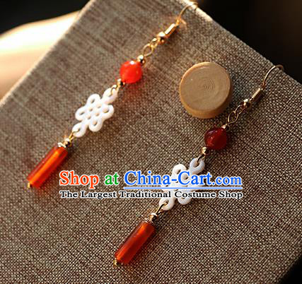 Chinese Traditional Hanfu Agate Ear Accessories Ancient Qing Dynasty Princess Earrings for Women