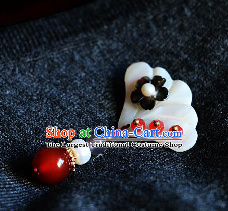 Chinese Qing Dynasty Shell Agate Brooch Pendant Traditional Hanfu Ancient Imperial Consort Accessories for Women