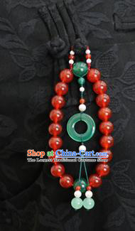 Chinese Ancient Qing Dynasty Agate Beads Brooch Pendant Traditional Hanfu Imperial Consort Accessories for Women