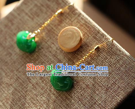 Chinese Traditional Hanfu Jade Cloud Ear Accessories Ancient Qing Dynasty Princess Earrings for Women