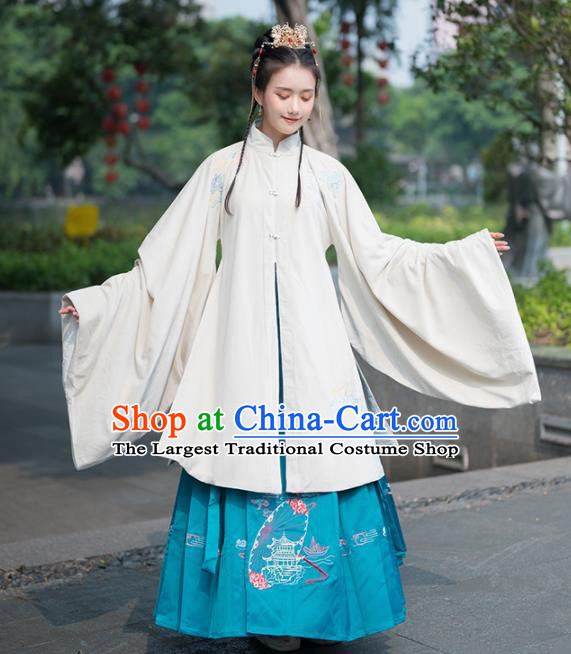 Traditional Chinese Ming Dynasty Aristocratic Replica Costumes Ancient Court Princess Hanfu Dress Complete Set for Women