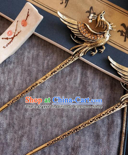 Chinese Ancient Ming Dynasty Princess Phoenix Hairpins Traditional Hanfu Court Hair Accessories for Women