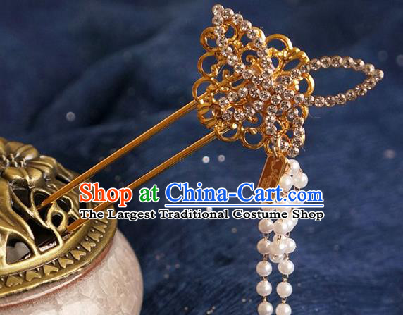 Chinese Ancient Song Dynasty Princess Crystal Butterfly Tassel Hairpins Traditional Hanfu Court Hair Accessories for Women