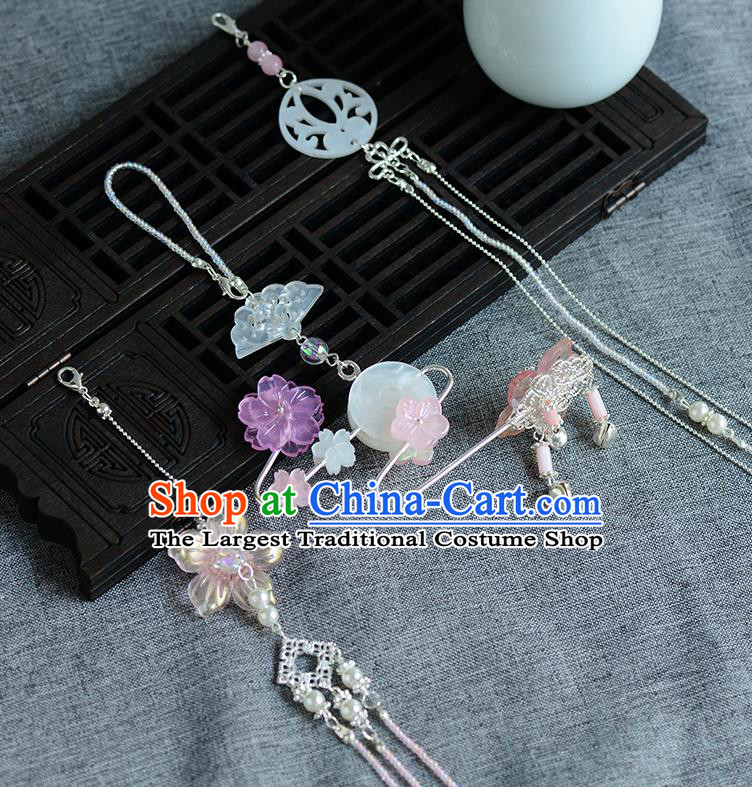 Chinese Traditional Hanfu Court Pink Waist Accessories Ancient Princess Shell Tassel Pendant for Women