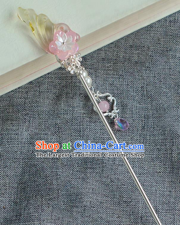 Chinese Ancient Ming Dynasty Princess Yellow Wing Tassel Hairpins Traditional Hanfu Court Hair Accessories for Women