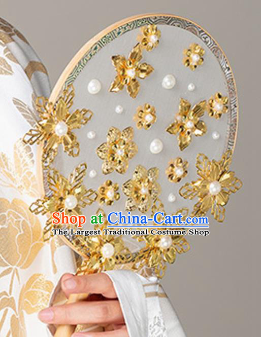 Chinese Traditional Hanfu Palace Fans Ancient Princess Silk Round Fan for Women