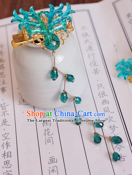 Chinese Ancient Song Dynasty Princess Green Antlers Hair Claws Hairpins Traditional Hanfu Court Hair Accessories for Women
