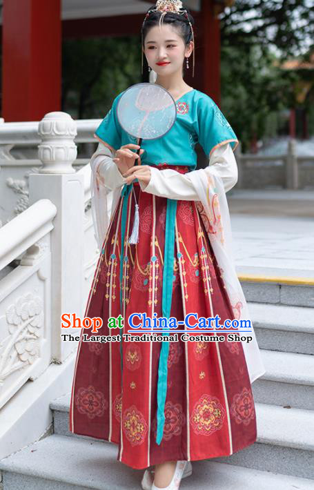 Traditional Chinese Tang Dynasty Court Lady Replica Costumes Ancient Royal Princess Red Hanfu Dress for Women