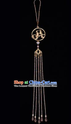 Chinese Traditional Hanfu Court Golden Tassel Waist Accessories Ancient Princess Brooch Pendant for Women