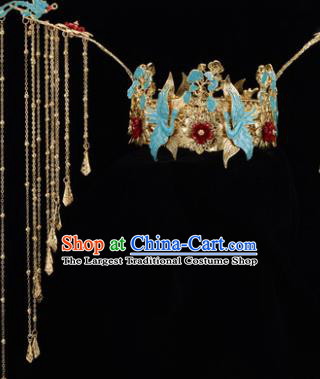 Chinese Ancient Tang Dynasty Princess Cloisonne Phoenix Coronet Hairpins Traditional Hanfu Court Hair Accessories for Women