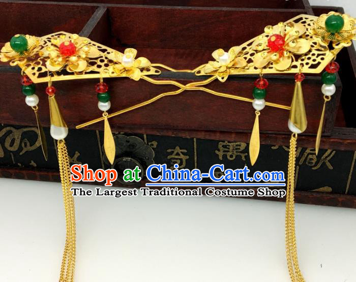 Chinese Ancient Tang Dynasty Tassel Hair Comb Hairpins Traditional Hanfu Court Princess Hair Accessories for Women