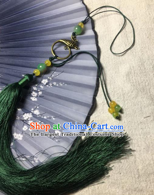 Chinese Traditional Handmade Belt Atrovirens Tassel Pendant Ancient Swordsman Waist Accessories