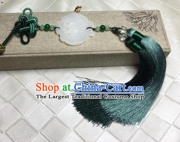 Traditional Chinese Hanfu White Jade Fish Waist Accessories Ancient Swordsman Tassel Pendant