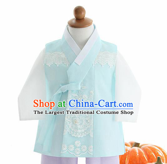 Traditional Korean Hanbok Clothing Asian Korea Boys Fashion Apparel Hanbok Costume and Waistband for Kids