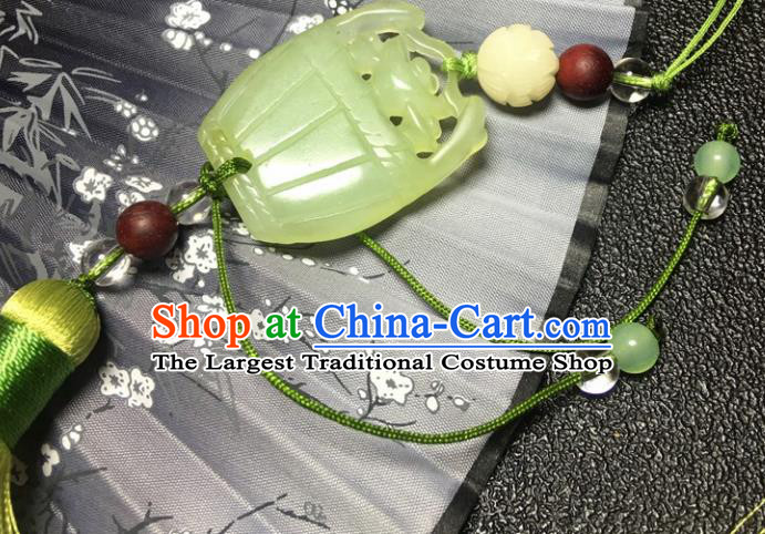 Traditional Chinese Hanfu Jade Bucket Waist Accessories Yellow Tassel Pendant Ancient Swordsman Brooch