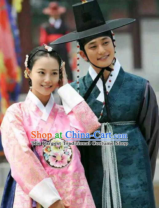 Traditional Korean Court Hanbok Asian Korea Ancient Princess and Prince Apparel Costumes Complete Set for Women for Men