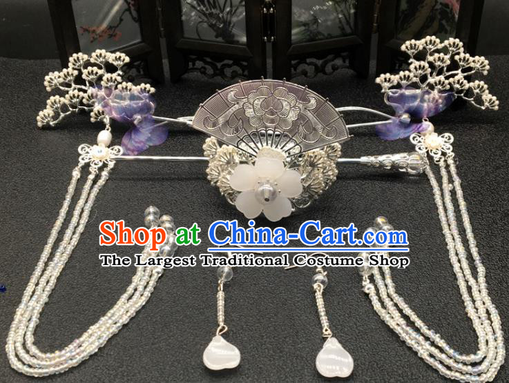 Chinese Ancient Ming Dynasty Princess Pine Hair Crown Hairpins Traditional Hanfu Court Hair Accessories for Women