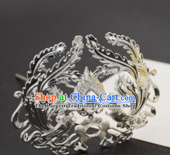 Chinese Ancient Ming Dynasty Queen Argent Phoenix Hairpins Traditional Hanfu Court Hair Accessories for Women