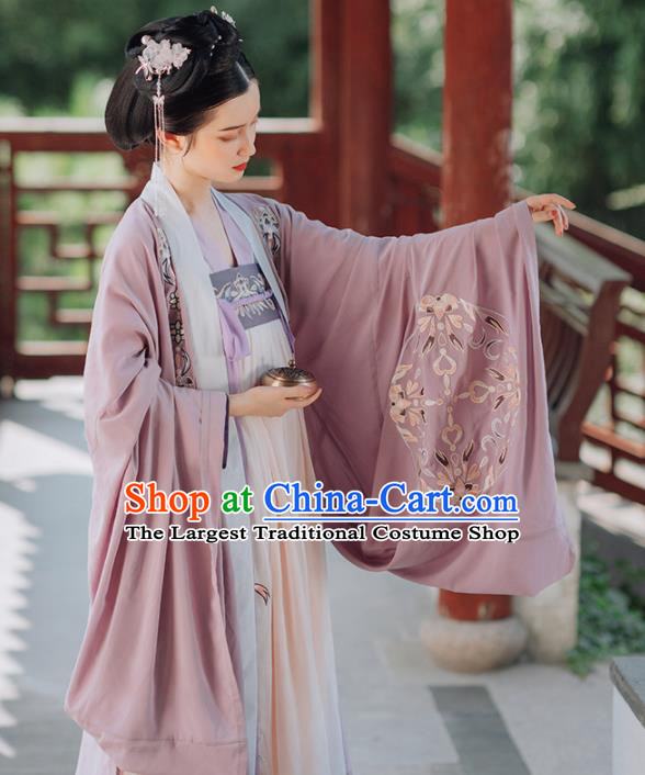 Traditional Chinese Tang Dynasty Imperial Concubine Replica Costumes Ancient Court Princess Purple Hanfu Dress for Women