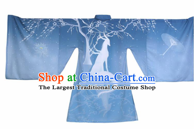 Traditional Chinese Jin Dynasty Imperial Concubine Replica Costumes Ancient Court Princess Blue Hanfu Dress for Women